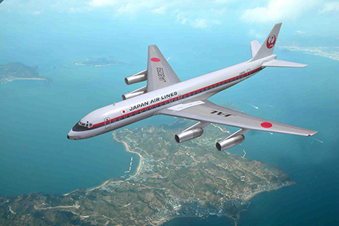 興居島上空DC-8
